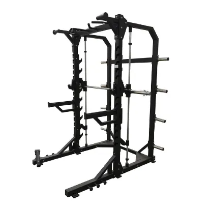 NtaiFitness Half Cage Smith Machine - Commercial Plate Storage & Gym-Grade Durability