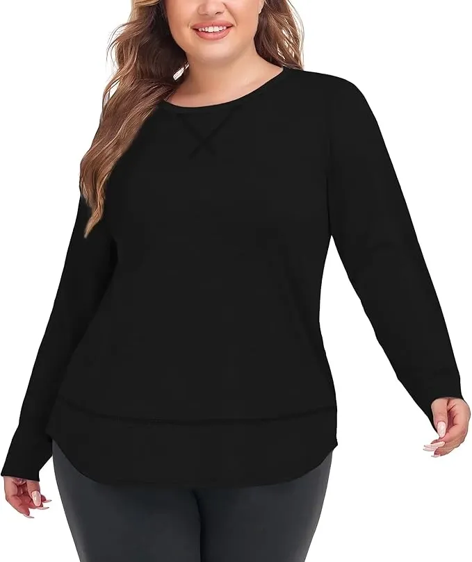 XXXXL COOTRY Compression Dry-Fit Plus Size Long Sleeve Workout Top with UPF protection