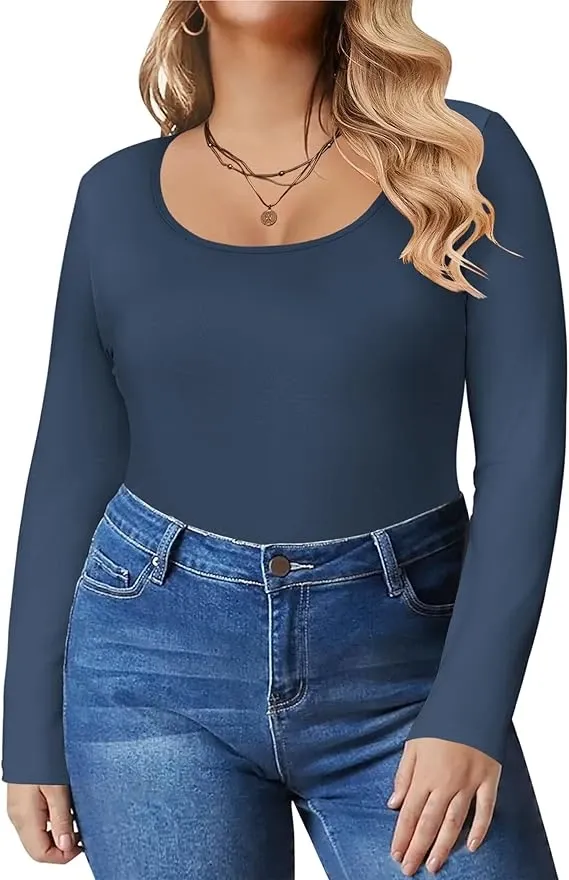 XXXXL IN'VOLAND Plus Size Long Sleeve Workout Shirt in breathable blend fabric